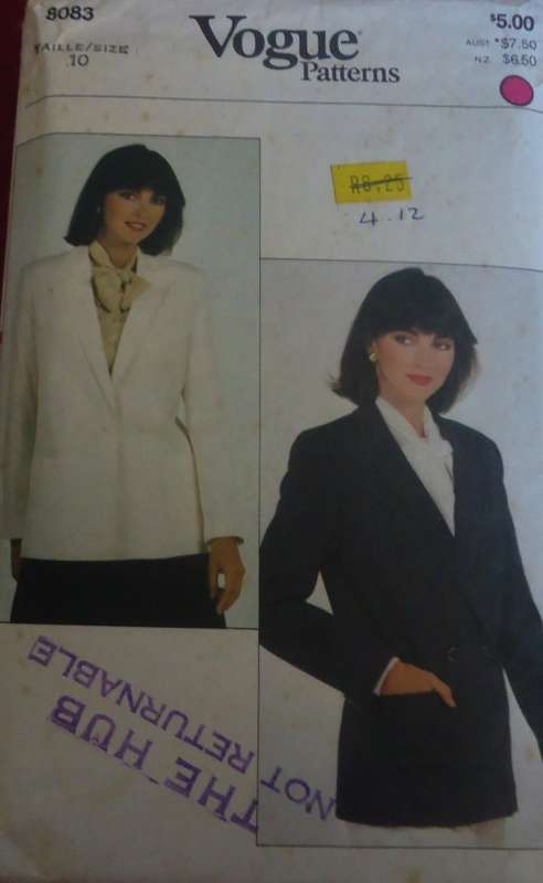 VOGUE 8083 JACKET  SIZE 10 - COMPLETE