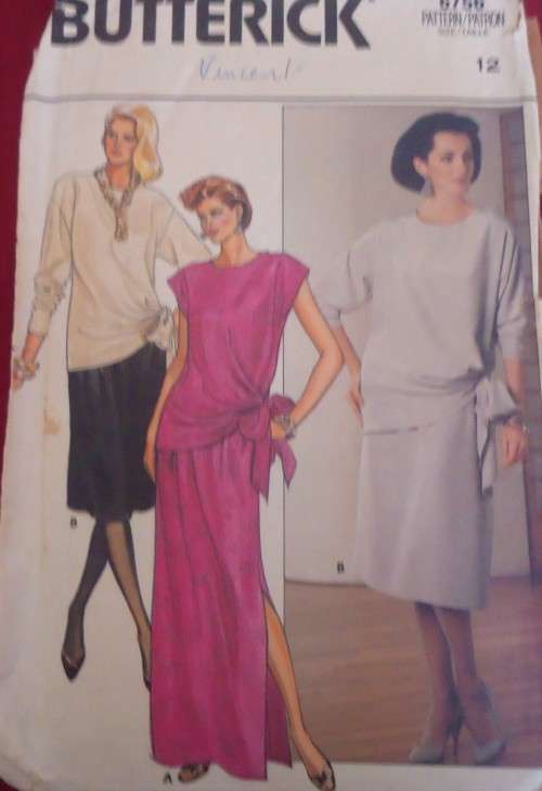 BUTTERICK  6756 TOP & SKIRT SIZE 12 COMPLETE - SUPPLIED IN A ZIPLOC BAG