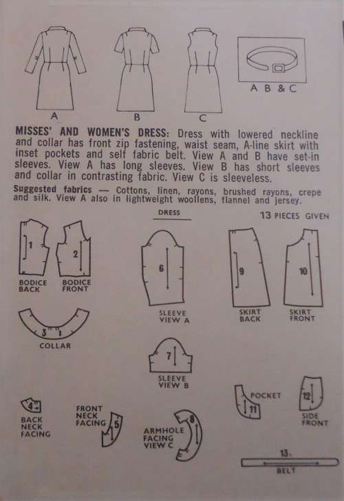 VINTAGE STYLE 2467  DRESS SIZE 14 BUST 36" COMPLETE-UNCUT-F/FOLDED