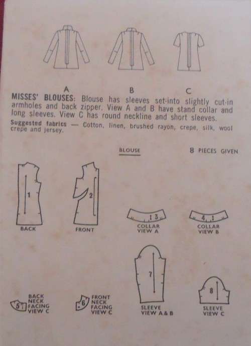 VINTAGE STYLE 2995 SET OF BLOUSES SIZE 16 BUST 38" - COMPLETE-UNCUT-F/FOLDED