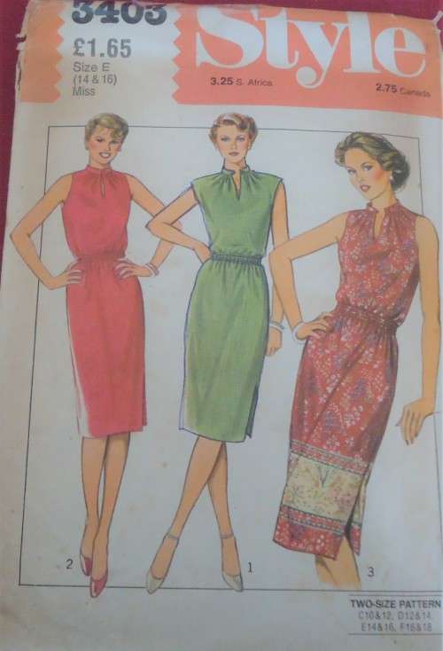 STYLE 3403 PULLOVER DRESS WITH MANDARIN COLLAR SIZE E = 14-16 COMPLETE