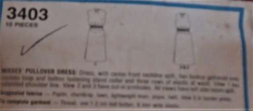 STYLE 3403 PULLOVER DRESS WITH MANDARIN COLLAR SIZE E = 14-16 COMPLETE