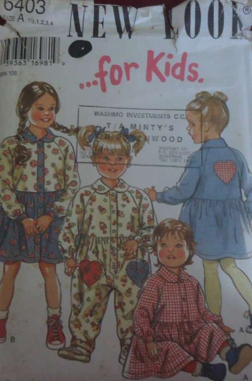 NEW LOOK PATTERNS 6403 BABY'S ROMPER-DRESS 5SIZES IN ONE 6 MTH-1-2-3-4 YEARS-COMPLETE-UNCUT-F/FOLDED