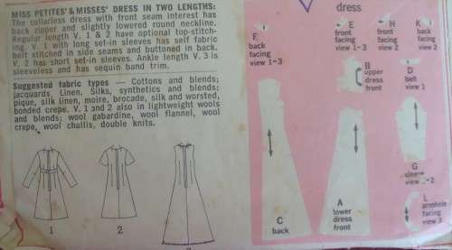 VINTAGE SIMPLICITY 8498  DRESS SIZE14 BUST 36" COMPLETE - SUPPLIED IN A ZIPLOC BAG