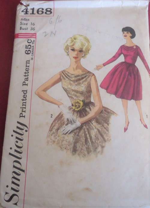 VINTAGE SIMPLICITY 4168  ONE PIECE DRESS SIZE 16 BUST 36" COMPLETE