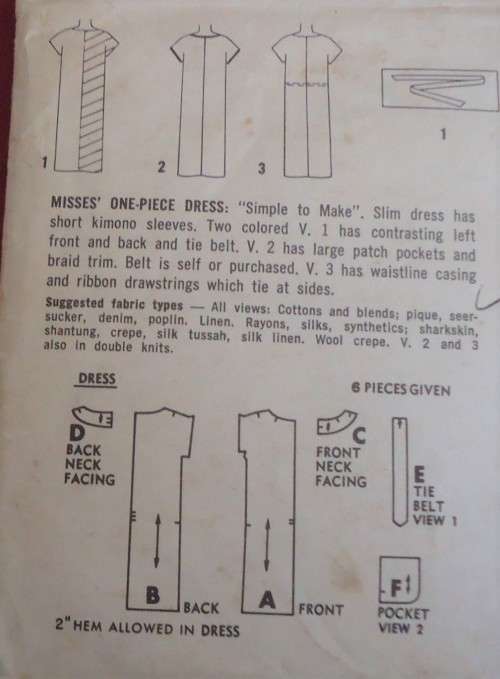 VINTAGE SIMPLICITY 4469  ONE PIECE DRESS SIZE 12 BUST 32" COMPLETE