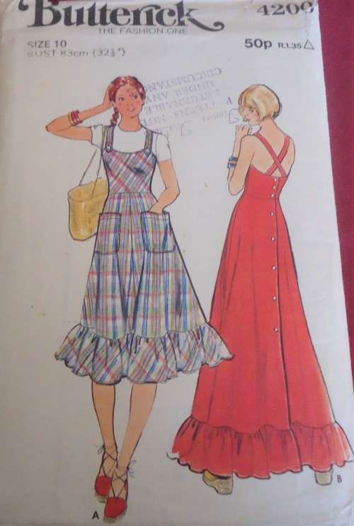 BUTTERICK 4200 CROSSOVER STRAP DRESS SIZE 10 BUST 83 CM/32 1/2" COMPLETE