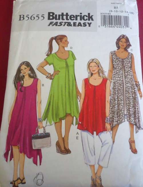 BUTTERICK B5655 TOP-DRESS PANTS SIZE B5=8-10-12-14-16 COMPLETE