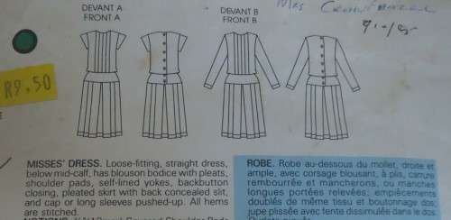 VOGUE 1544  AMERICAN DESIGNER-KASPER DRESS SIZE 8 COMPLETE