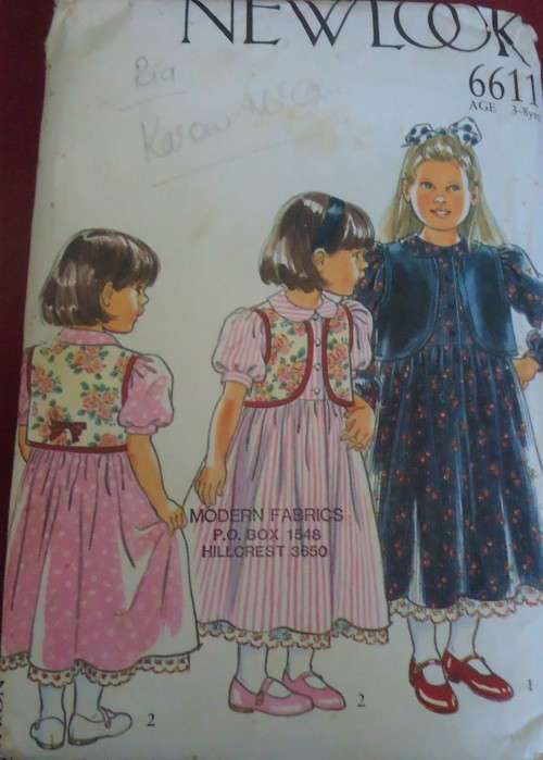 NEW LOOK PATTERNS 6611 GIRLS DRESS & BOLERO SIZES 3 - 8 YEARS COMPLETE-MOSTLY UNCUT