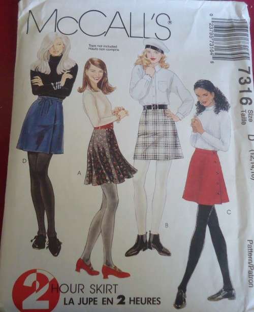 McCALLS 7316 SET OF SKIRTS SIZE D 12-14-16 COMPLETE