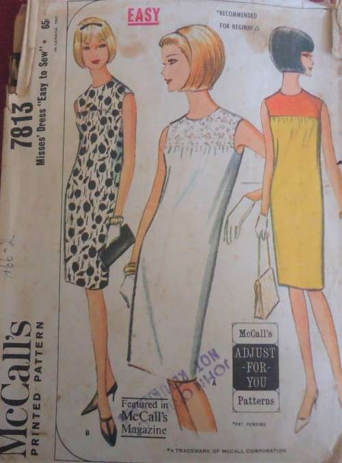 VINTAGE McCALLS 7813 SLIM SHAPE YOKED DRESS SIZE 10-12 31-32" COMPLETE
