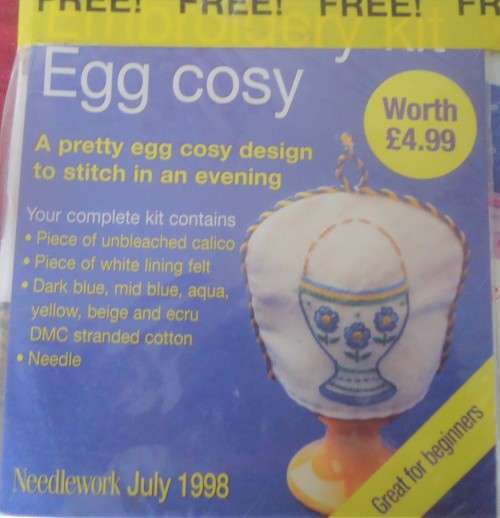 NEEDLEWORK  - JULY 1998 UK MAGAZINE - 76 A4 PAGES WITH FREE EGG COZY EMBROIDERY
