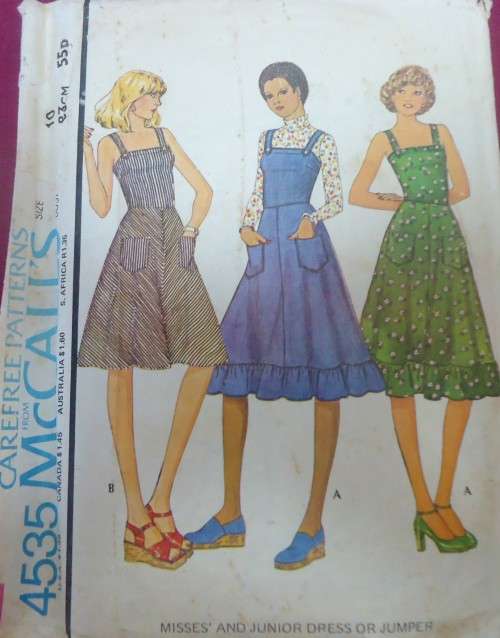 McCALL'S PATTERN 4535  SUMMER PINAFORE  SIZE 10 BUST 32 1/2"/83 CM COMPLETE