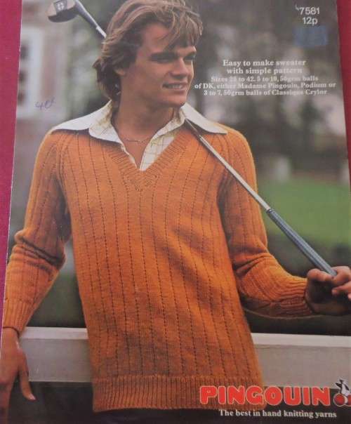PINGOUIN #7581 EASY TO MAKE SWEATER TO FIT 28 - 42`