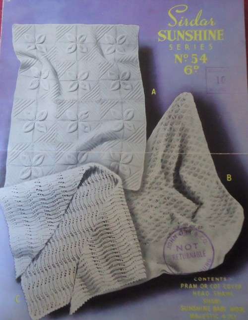 VINTAGE SIDAR #54 PRAM OR COT COVER & HEAD SHAWL