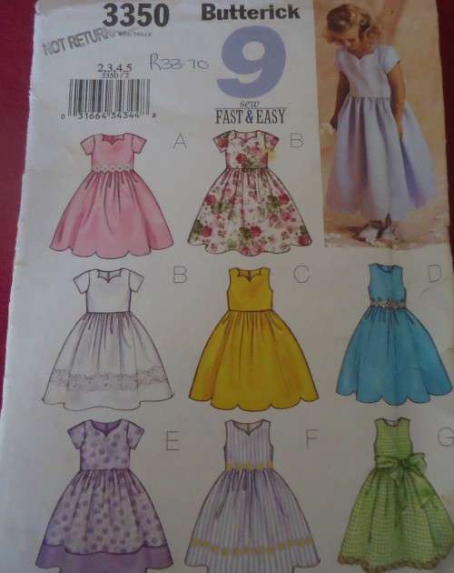 BUTTERICK PATTERN 3350 GIRLS DRESS SIZE 2-3-4-5- YEARS COMPLETE
