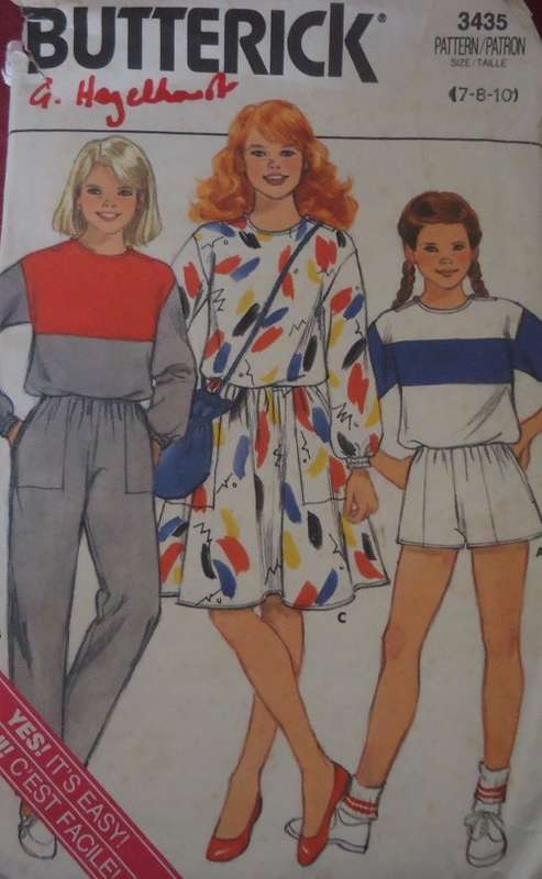 BUTTERICK PATTERN 3435 GIRL'S TRACKSUIT TOP-SKIRT-PANTS-SHORTS-BAG SIZE 7-8-10 YRS COMPLETE & UNCUT