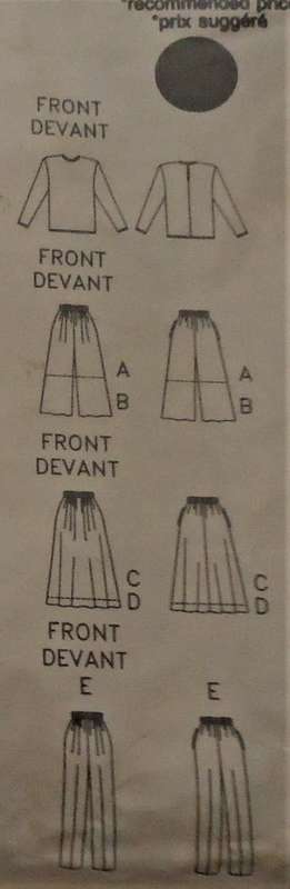 BUTTERICK PATTERN 5221 TOP-SKIRT-SPLIT SKIRT-SHORTS-PANTS SIZES 6-8-10 COMPLETE