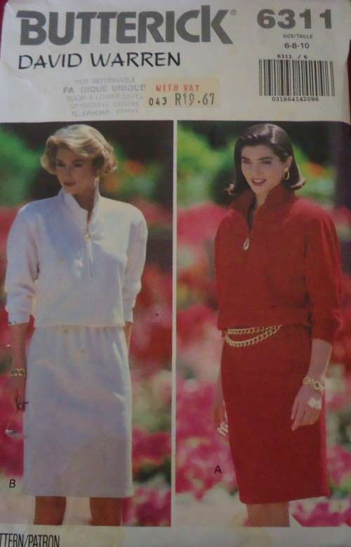 BUTTERICK PATTERN 6311 HIGH COLLAR DRESS SIZE 6-8-10 COMPLETE