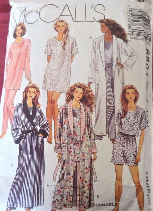 McCALLS 6801 ROBE+TIE BELT-TUNIC-TOP-PANTS-SHORTS SIZE Z=L + XL ( 16-22) COMPLETE-MOSTLY UNCUT