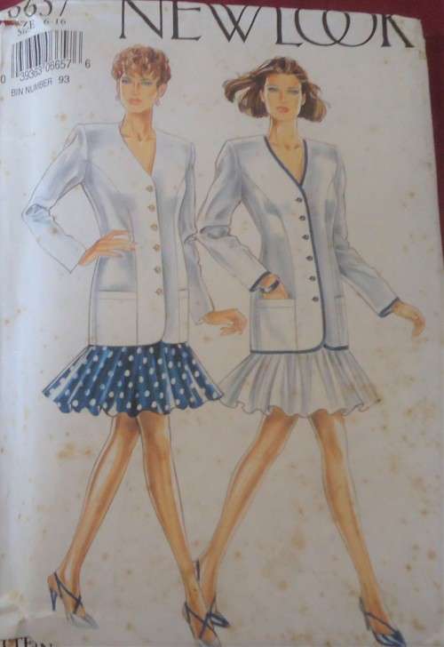 NEW LOOK PATTERNS 6657 SHAPED JACKET & SKIRT SIZES 6 - 16 COMPLETE-CUT TO 12