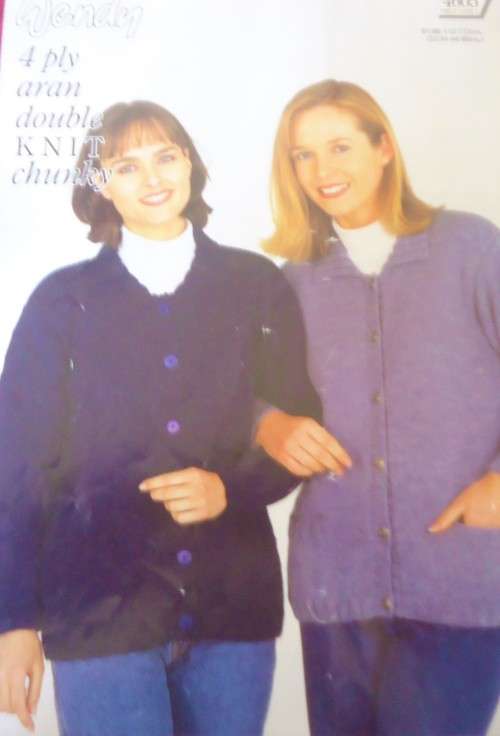 WENDY 4605 -4 PLY ARAN DBL KNIT JACKET SIZES 81 - 117 CM BUST