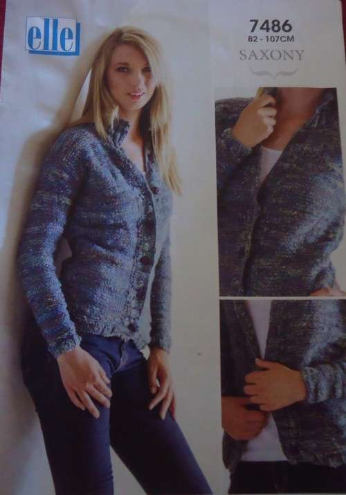 ELLE # 7486 SAXONY CARDIGAN SIZES 82  - 107 CM