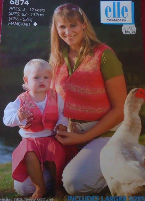 ELLE-#6874  KID`S WAISTCOATS KNITTING PATTERN SIZES - 82 CM - 132 CM AGES 2 - 12 YEARS