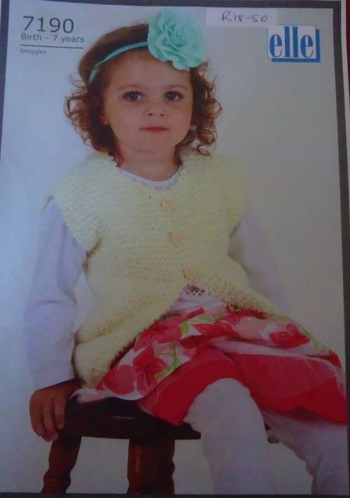 ELLE -#7190 EASY SLIPOVER KNITTING PATTERN - SIZE BIRTH - 7 YEARS