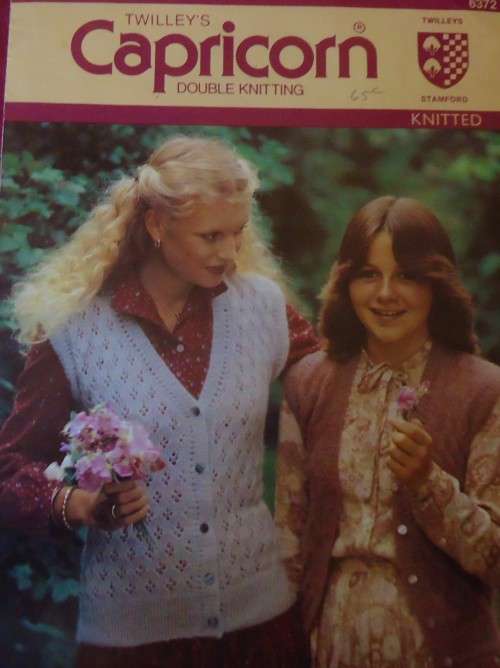TWILLEY`S CAPRICORN # 6372 KNITTED MOTHER & DAUGHTER WAISTCOATS SIZES 24 - 38