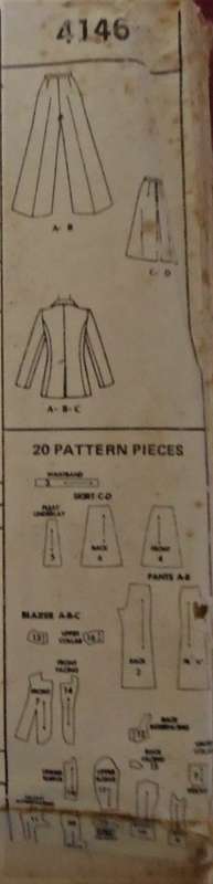 VINTAGE McCALLS 4146 BLAZER-SKIRT-PANTS SIZE 12 BUST 34" SEE LISTING