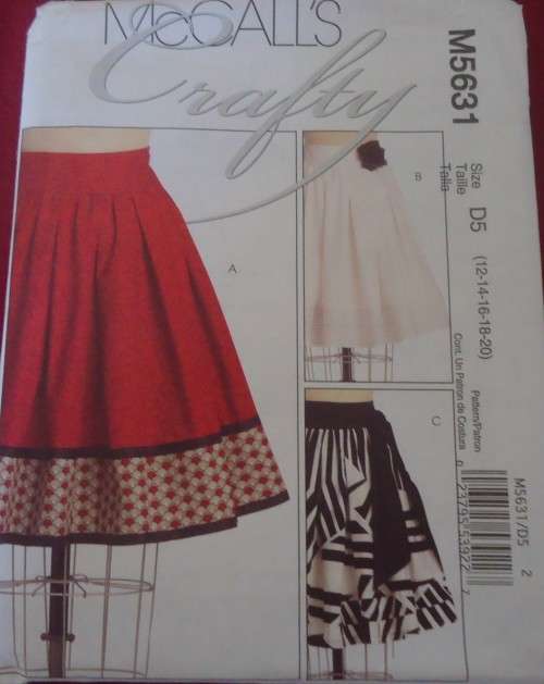 McCALLS CRAFTY M5631 FLARED SKIRTS SIZE D5=12-14-16-18-20 COMPLETE- MOSTLY UNCUT