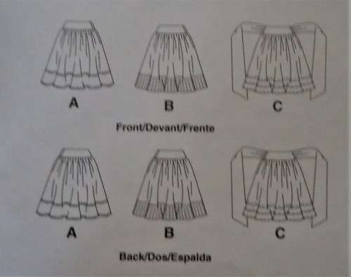 McCALLS CRAFTY M5631 FLARED SKIRTS SIZE D5=12-14-16-18-20 COMPLETE- MOSTLY UNCUT