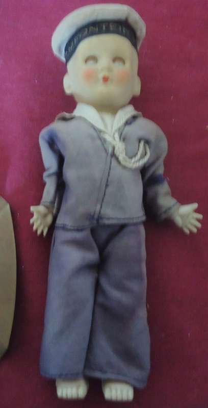 V/VINTAGE BLOEMFONTEIN CASTLE DOLL SAILOR & FORMAL EVENING WEAR-CAPE TOWN CASTLE BRASS ASHTRAY