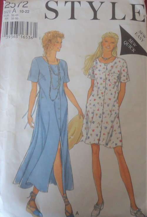 STYLE 2372 - FRONT BUTTON DRESS WITH TIEBACK SIZE A = 10 - 22 COMPLETE
