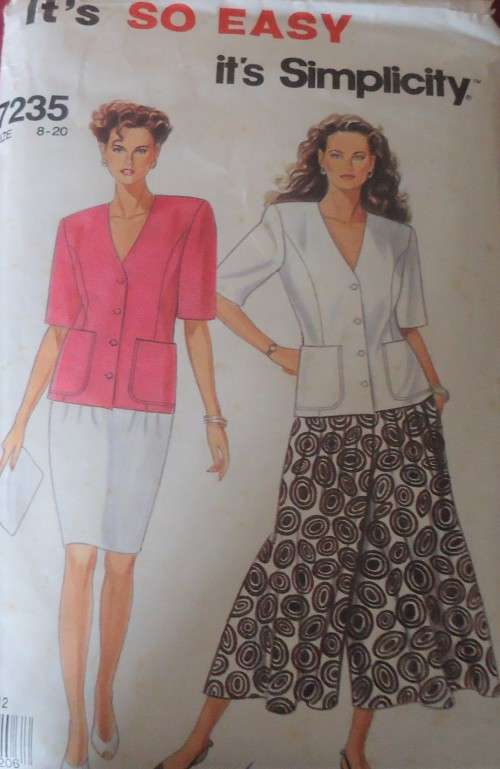 SIMPLICITY 7235 TOP-SKIRT-CULOTTES SIZE 8 - 20 COMPLETE