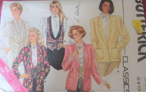 BUTTERICK PATTERN 3536 VERY LOOSE FITTING JACKET & WAISTCOAT SIZE 6-8-10 SEE LISTING
