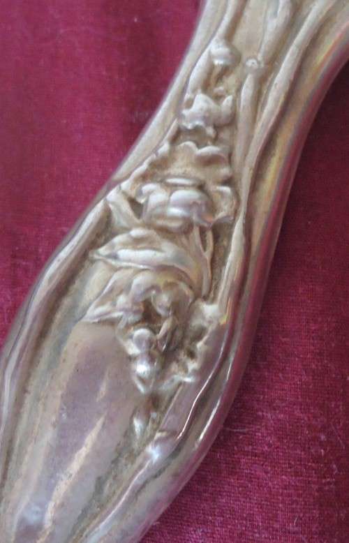VINTAGE SILVER PLATED ORCHID PATTERNED MIRROR & BRUSH SET - GREAT RESTORATION PROJECT