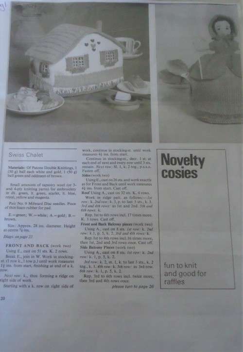 NOVELTY COSIES - SWISS CHALET-BO-PEEP-FLOWER BASKET - PHOTOCOPY