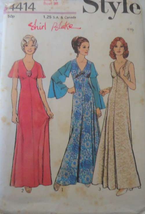 VINTAGE STYLE 4414 LINED DRESS WITH HIGH BODICE SIZE 14 BUST 36" COMPLETE-UNCUT-F/FOLDED