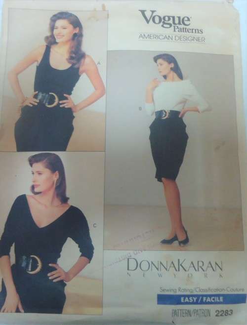 VOGUE 2283 DONNA KARAN ORIGINAL BODYSUIT & SKIRT SIZE 6-8-10 COMPLETE