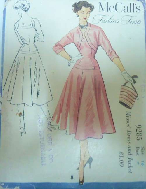 VERY VINTAGE McCALLS 9285 LADIES DRESS & JACKET SIZE 16 BUST 34"  COMPLETE