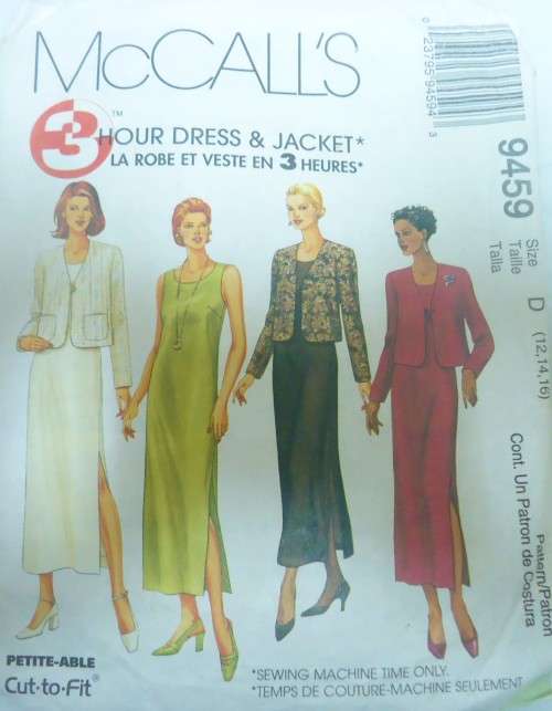 McCALLS 9459 DRESS & UNLINED JACKET SIZE D=12-14-16 SEE LISTING
