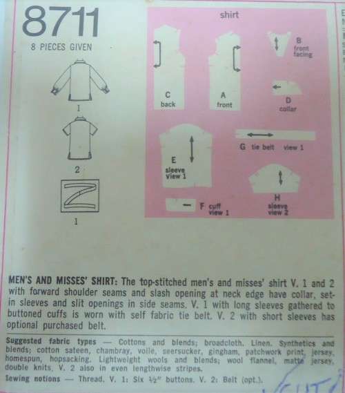 SIMPLICITY 8711 LADIES SHIRT SIZE LARGE 42-44" COMPLETE