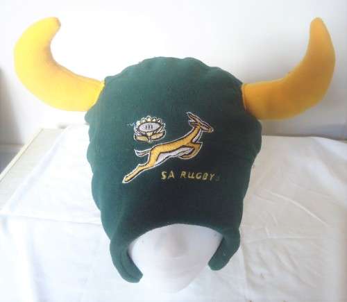 SA RUGBY HELMET (WITH GOLD HORNS)  - SPRINGBOK LOGO -OFFICIAL LICENSED PRODUCT