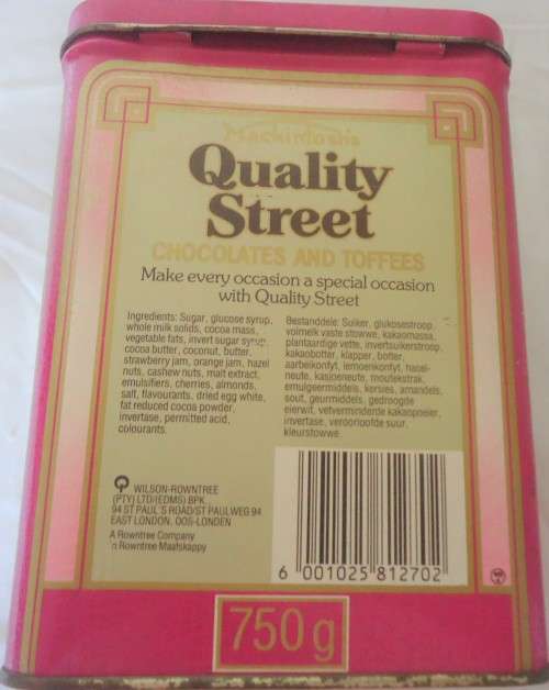 QUALITY STREET - 100 YEARS OF SWEET SUCCESS 1890 - 1990 - 750 G - HINGED TIN