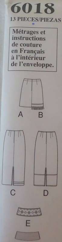 NEW LOOK PATTERNS 6018 SET OF SKIRTS SIX SIZES IN ONE 8 - 18 COMPLETE & PART CUT