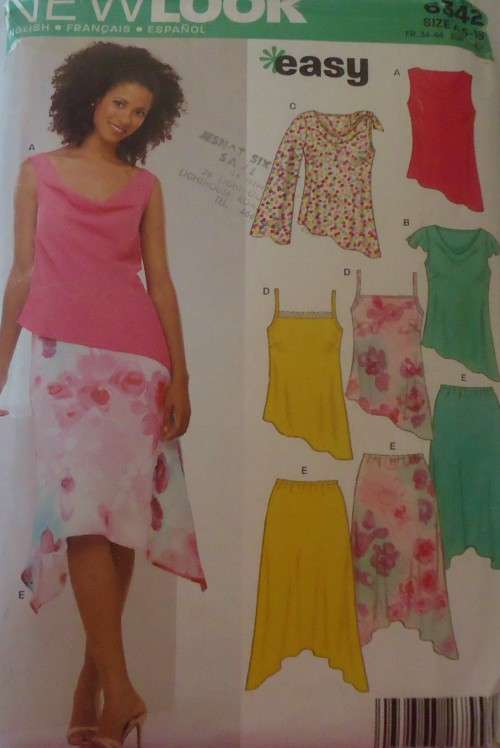 NEW LOOK PATTERNS 6342 STUNNINGTOPS & SKIRTS  SIZES6-16 COMPLETE & MOSTLY UNCUT