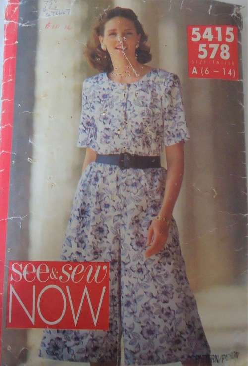 BUTTERICK 5415 TOP & SPLIT SKIRT SIZE A 6-14 COMPLETE